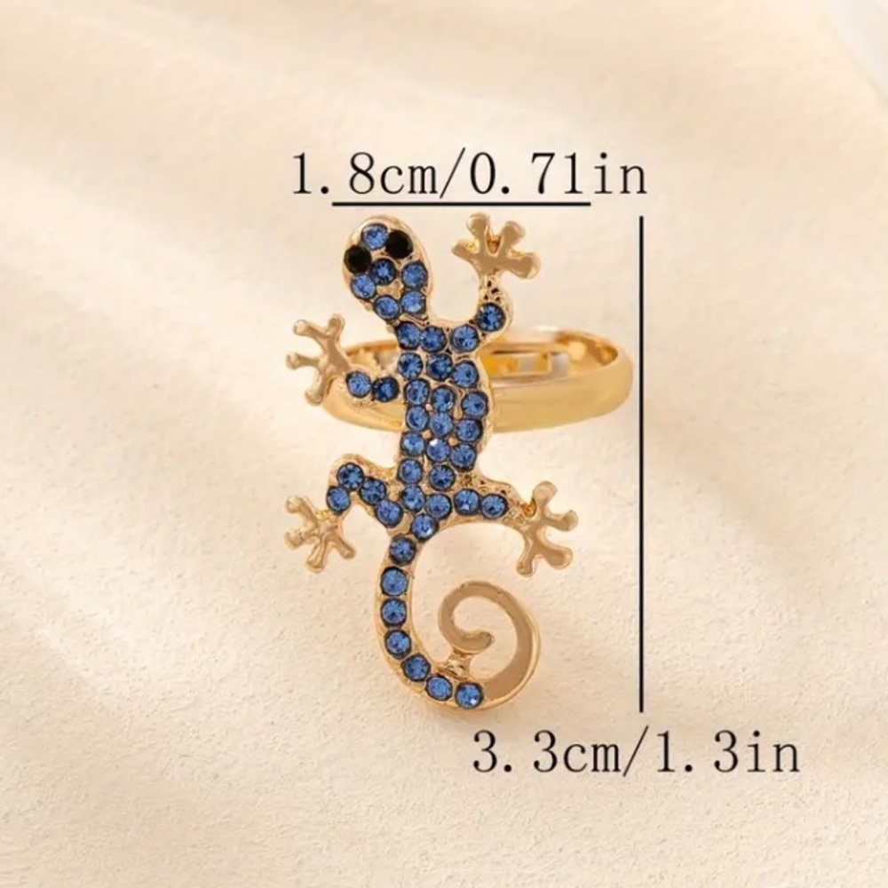 ✨Modcloth Leia Blue Rhinestone Lizard Ring - Picture 6 of 11